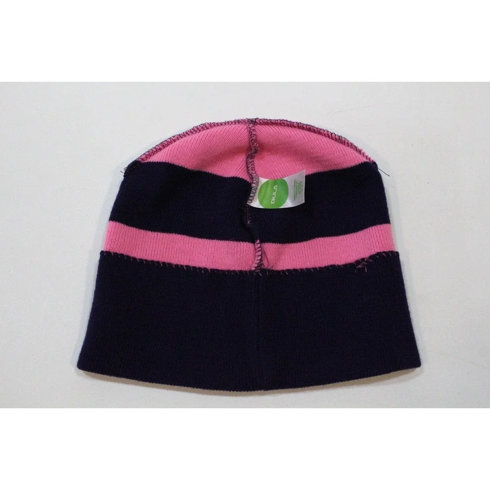 Bula Pink Blue‎ Striped Knit Winter Hat 100% Acrylic  made in Canada